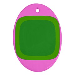 Pink And Green 1105 - Groovy Retro Style Art Ornament (oval) by KorokStudios