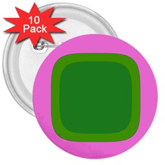Pink And Green 1105 - Groovy Retro Style Art 3  Buttons (10 Pack) 