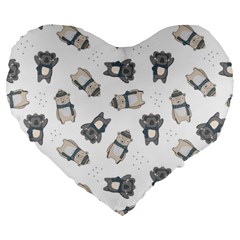 Cute Seamless Pattern With Koala Panda Bear Large 19  Premium Flano Heart Shape Cushions by Pakemis