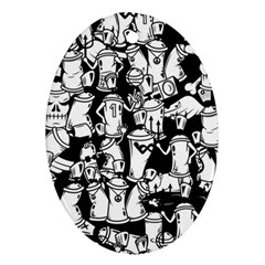 Graffiti Spray Can Characters Seamless Pattern Oval Ornament (two Sides) by Pakemis