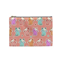 Cute Kawaii Kittens Seamless Pattern Cosmetic Bag (medium) by Pakemis