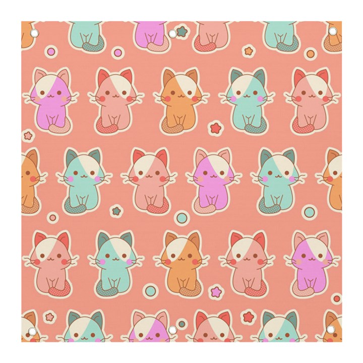 Cute Kawaii Kittens Seamless Pattern Banner and Sign 3  x 3 