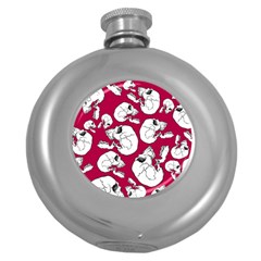 Terrible Frightening Seamless Pattern With Skull Round Hip Flask (5 Oz) by Pakemis