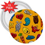 Graffiti Characters Seamless Ornament 3  Buttons (10 pack)  Front