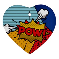 Pow Word Pop Art Style Expression Vector Heart Ornament (two Sides) by Pakemis