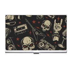 Grunge Seamless Pattern With Skulls Business Card Holder by Pakemis