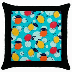 Pop Art Style Citrus Seamless Pattern Throw Pillow Case (black)