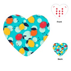 Pop Art Style Citrus Seamless Pattern Playing Cards Single Design (heart) by Pakemis