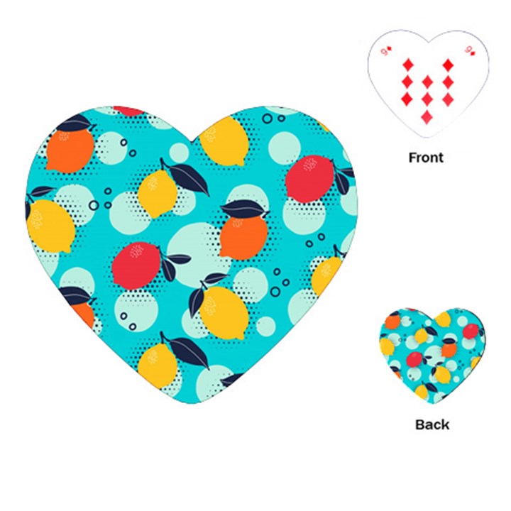 Pop Art Style Citrus Seamless Pattern Playing Cards Single Design (Heart)
