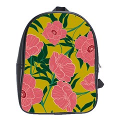 Pink Flower Seamless Pattern School Bag (large) by Pakemis