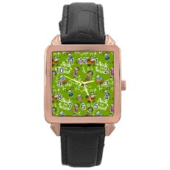 Seamless Pattern With Kids Rose Gold Leather Watch  by Pakemis