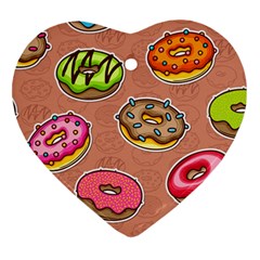 Doughnut Doodle Colorful Seamless Pattern Ornament (heart) by Pakemis