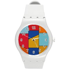 Dotted Colors Background Pop Art Style Vector Round Plastic Sport Watch (m) by Pakemis