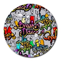 Hip Hop Background Round Mousepad by Pakemis