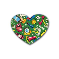 Pop Art Colorful Seamless Pattern Rubber Coaster (heart) by Pakemis