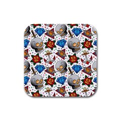 Full Color Flash Tattoo Patterns Rubber Square Coaster (4 Pack) by Pakemis