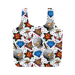 Full Color Flash Tattoo Patterns Full Print Recycle Bag (m) by Pakemis