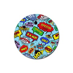 Comic Bubbles Seamless Pattern Rubber Round Coaster (4 Pack) by Pakemis