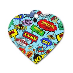 Comic Bubbles Seamless Pattern Dog Tag Heart (one Side) by Pakemis