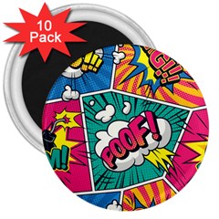 Comic Colorful Seamless Pattern 3  Magnets (10 Pack) 