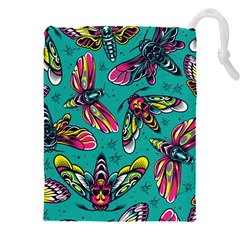 Vintage Colorful Insects Seamless Pattern Drawstring Pouch (4xl) by Pakemis