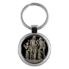 Catholic Motif Sculpture Over Black Key Chain (round) by dflcprintsclothing