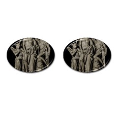 Catholic Motif Sculpture Over Black Cufflinks (oval) by dflcprintsclothing