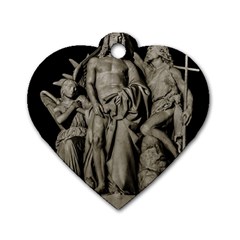 Catholic Motif Sculpture Over Black Dog Tag Heart (one Side) by dflcprintsclothing