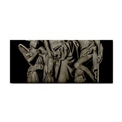 Catholic Motif Sculpture Over Black Hand Towel by dflcprintsclothing