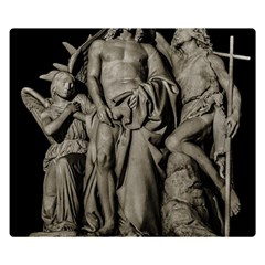 Catholic Motif Sculpture Over Black Flano Blanket (small) by dflcprintsclothing