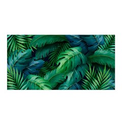 Tropical Green Leaves Background Satin Wrap 35  X 70  by Pakemis