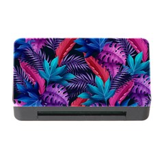 Background With Violet Blue Tropical Leaves Memory Card Reader With Cf by Pakemis