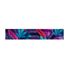 Background With Violet Blue Tropical Leaves Flano Scarf (mini) by Pakemis