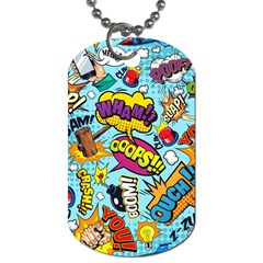 Comic Elements Colorful Seamless Pattern Dog Tag (one Side) by Pakemis