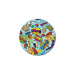 Comic Elements Colorful Seamless Pattern Golf Ball Marker by Pakemis