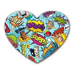 Comic Elements Colorful Seamless Pattern Heart Mousepad by Pakemis