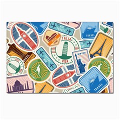 Travel Pattern Immigration Stamps Stickers With Historical Cultural Objects Travelling Visa Immigran Postcards 5  X 7  (pkg Of 10) by Pakemis