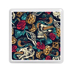 Vintage Art Tattoos Colorful Seamless Pattern Memory Card Reader (square) by Pakemis