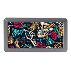 Vintage Art Tattoos Colorful Seamless Pattern Memory Card Reader (mini) by Pakemis