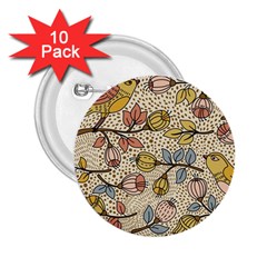 Seamless Pattern With Flower Bird 2 25  Buttons (10 Pack)  by Pakemis