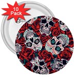 Vintage Day Dead Seamless Pattern 3  Buttons (10 pack)  Front