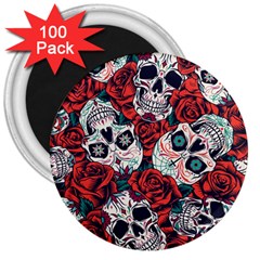 Vintage Day Dead Seamless Pattern 3  Magnets (100 Pack) by Pakemis