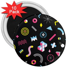 Memphis Design Seamless Pattern 3  Magnets (10 Pack) 