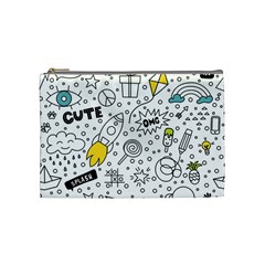 Set Cute Colorful Doodle Hand Drawing Cosmetic Bag (medium) by Pakemis