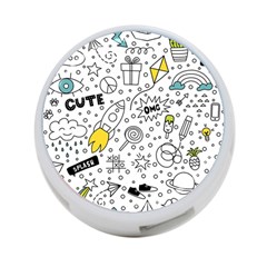 Set Cute Colorful Doodle Hand Drawing 4-port Usb Hub (one Side) by Pakemis