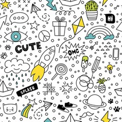 Set Cute Colorful Doodle Hand Drawing Play Mat (rectangle) by Pakemis