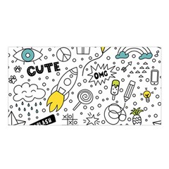 Set Cute Colorful Doodle Hand Drawing Satin Shawl 45  X 80  by Pakemis