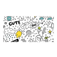 Set Cute Colorful Doodle Hand Drawing Satin Wrap 35  X 70  by Pakemis