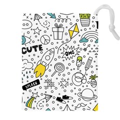 Set Cute Colorful Doodle Hand Drawing Drawstring Pouch (5xl) by Pakemis