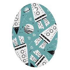 Cute Seamless Pattern With Rocket Planets Stars Ornament (oval) by Pakemis